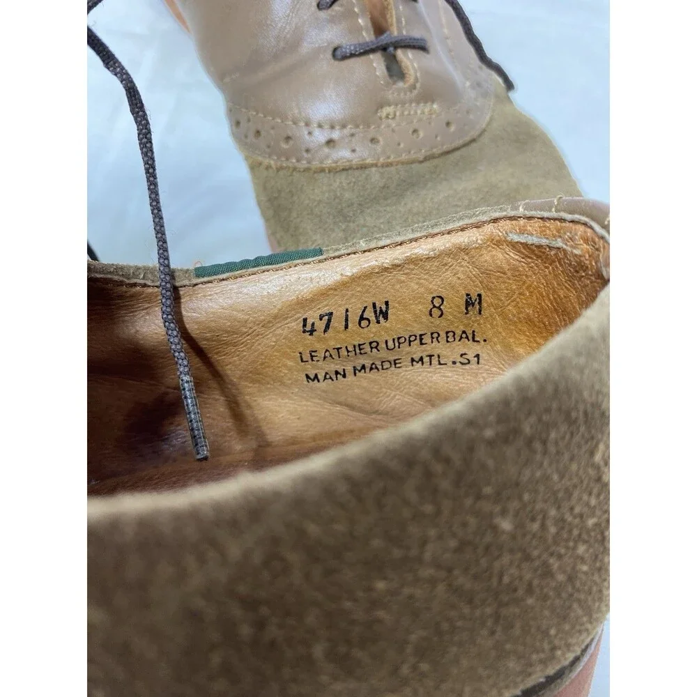 GH Bass Mens Saddle Oxford Size 8 Tan Camel Suede Leather Gum Sole Casual Shoe